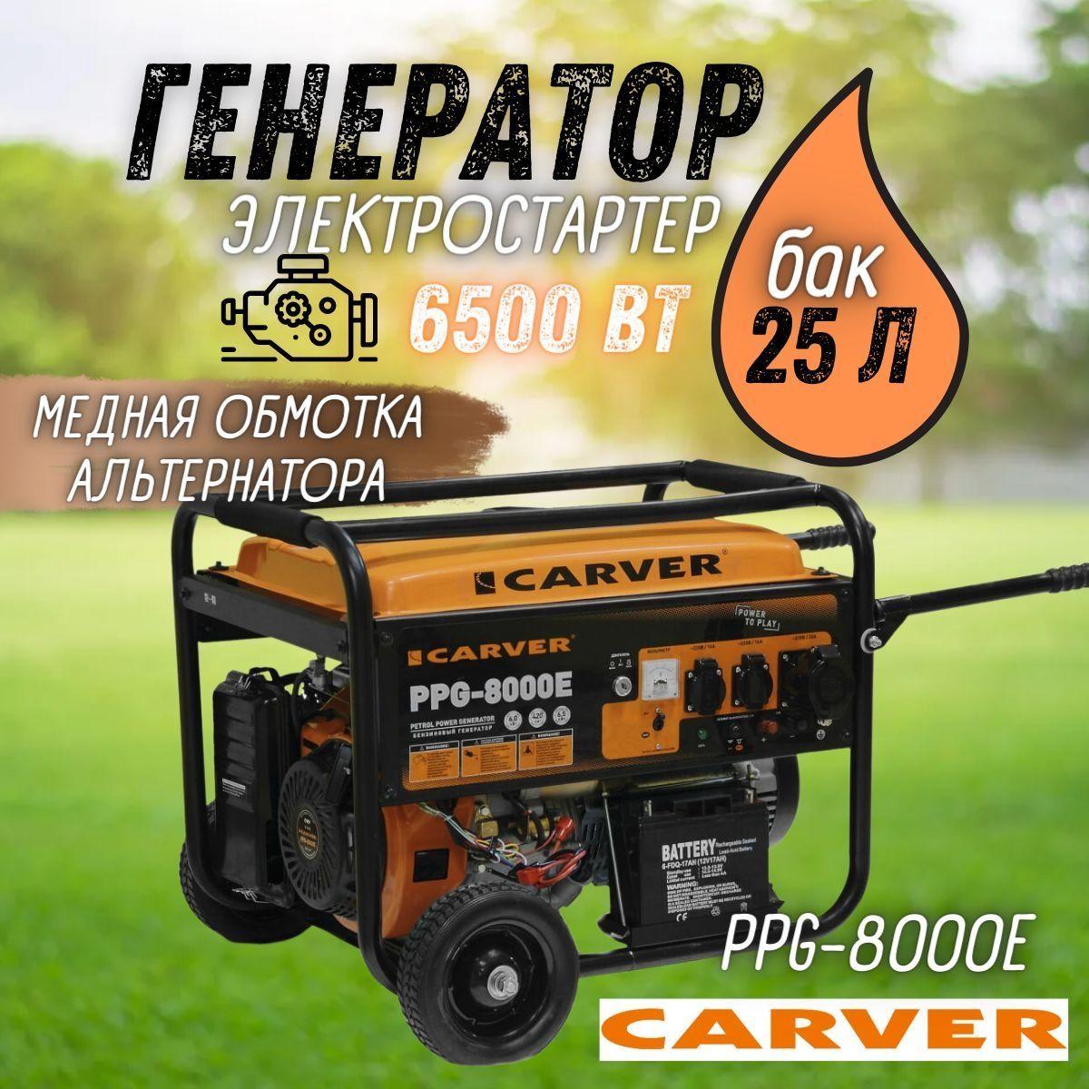 Генератор бензиновый CARVER PPG-8000Е LT-190F