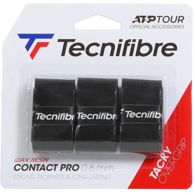 Намотка для теннисной ракетки 3шт Tecnifibre Contact Pro Tacky Овергрип липкий 0.6 мм - черный