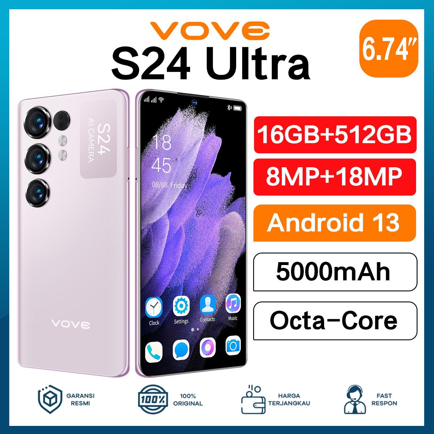 vove Смартфон Смартфон s24ultra, 16+512 Гб, новый андроид-смартфон, большой экран HD, ультратонкий корпус, поддержка русского языка, две SIM-карты, низкая цена, купить EU 16/512 ГБ, светло-розовый