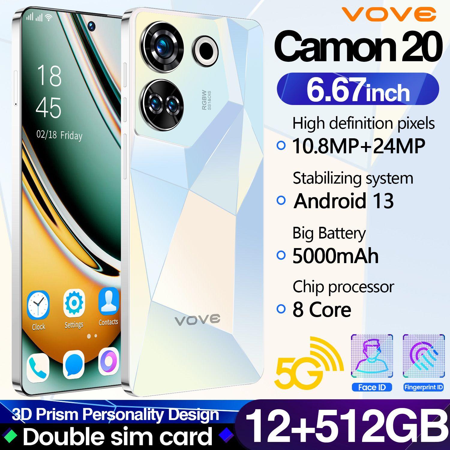 Смартфон Ультратонкий новый мобильный телефон Camon 20 Смартфон Dual SIM Dual Standby Ультранизкая цена Музыкальный мобильный телефон Игровой кинотеатр HP Большая память Большая батарея i13 pro max VOVE Импортный чип Экстремальная работа Бренд мобильного телефо EU 16/512 ГБ, голубой