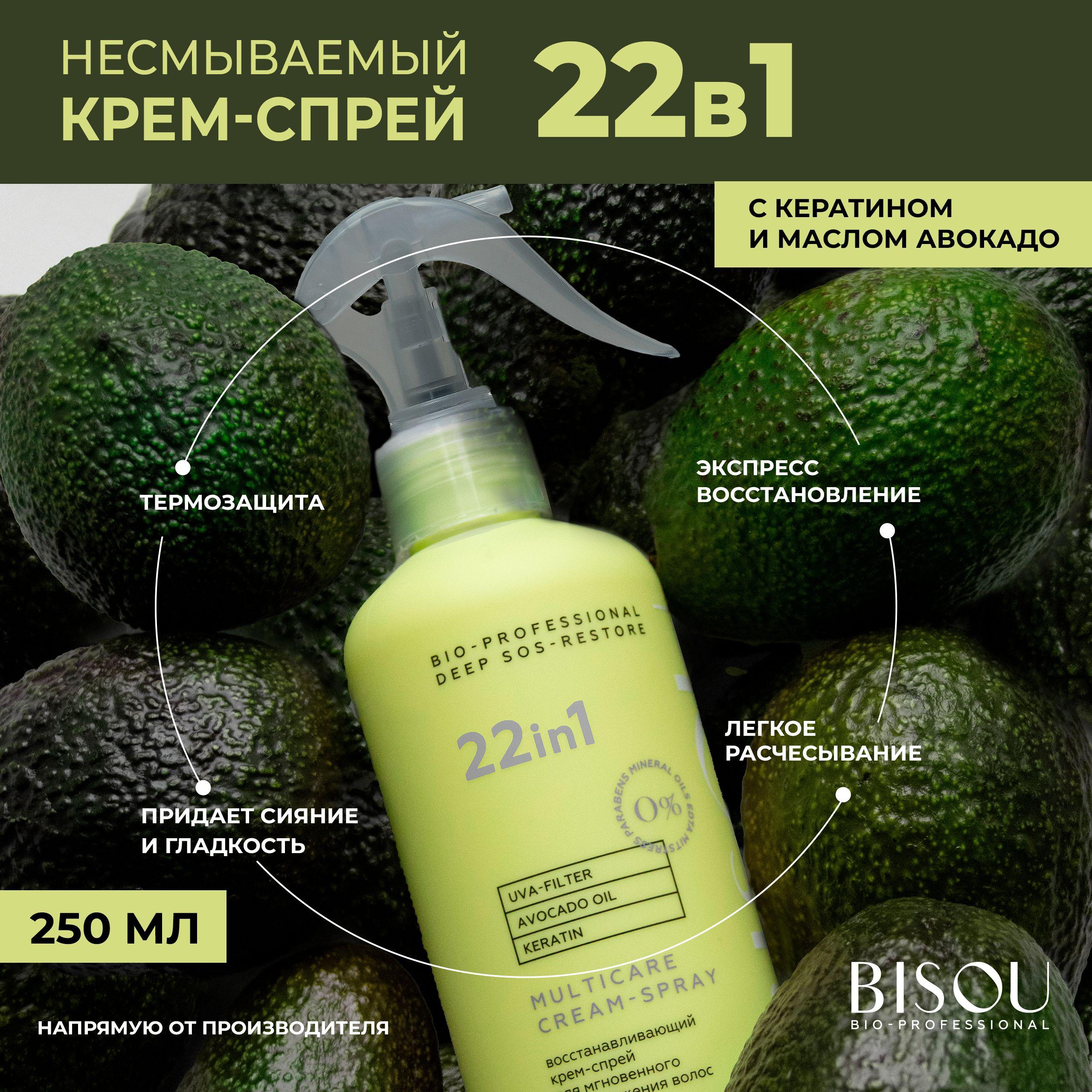 BISOU Несмываемый крем-спрей для волос 22 в 1 DEEP SOS RESTORE, 250 мл