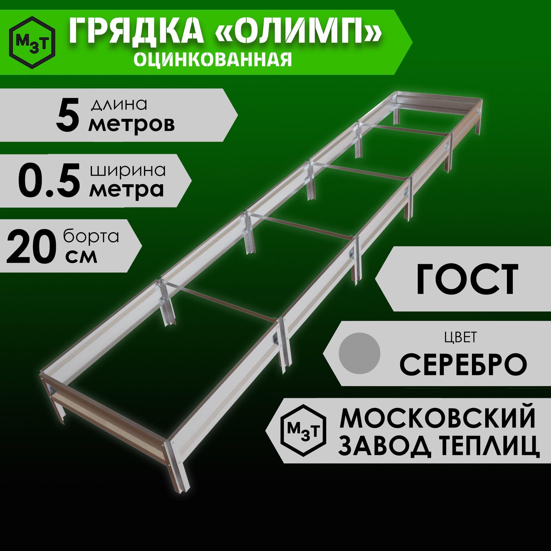 Грядка оцинкованная ОЛИМП 5,0х0,5м. Высота 20см