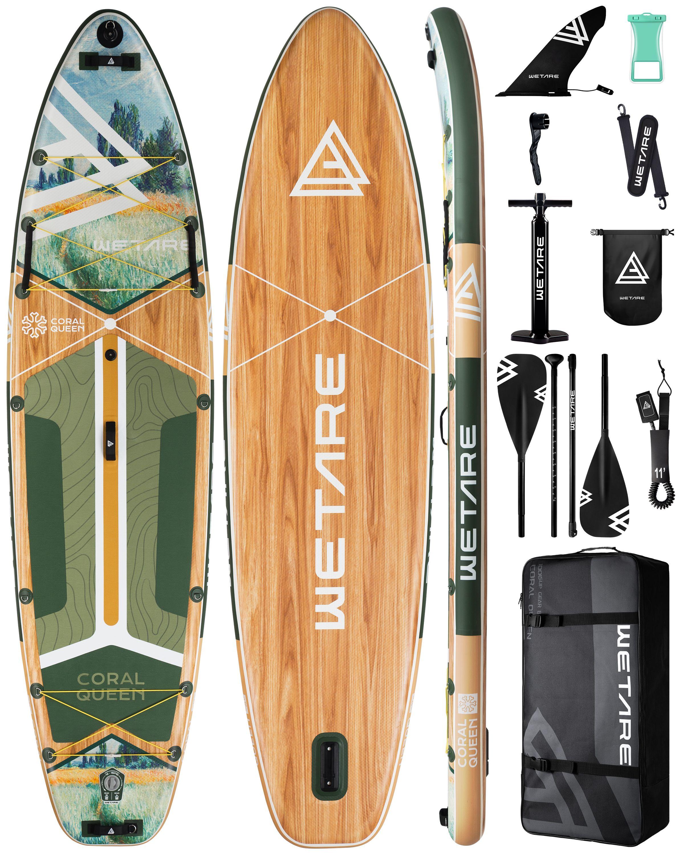 Надувная SUP-доска WETARE Coral Queen GREEN 11'6" 350*88*15 см, SUP борд двухслойный