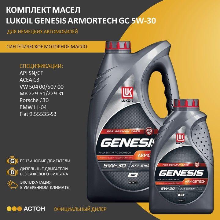 ЛУКОЙЛ (LUKOIL) GENESIS ARMORTECH GC 5W-30 Масло моторное, Синтетическое, 5 л