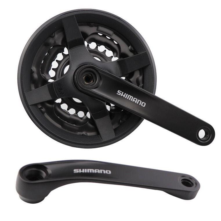 Система шатунов Shimano FC-TY501, шатун 170 мм, под квадрат, звезды 42/34/24, с защитой, черный