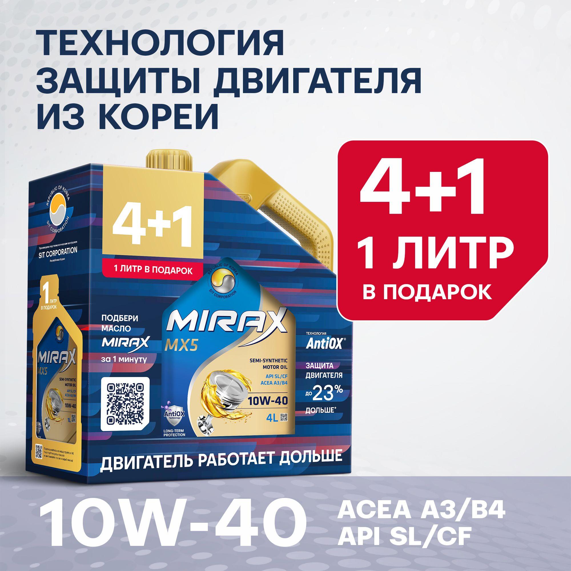 MIRAX mx5 10W-40 Масло моторное, Полусинтетическое, 5 л