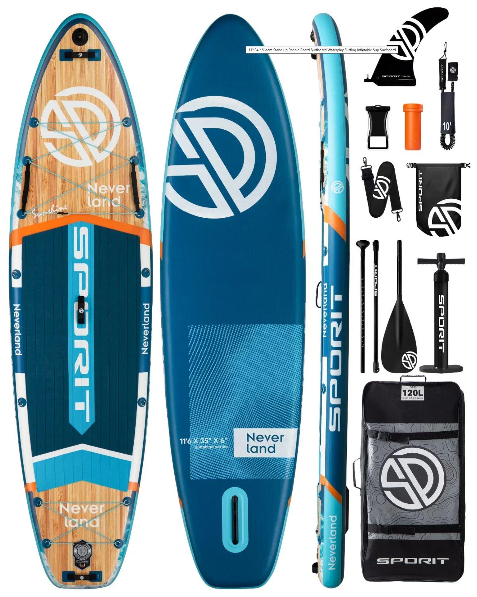 Надувная двухслойная SUP-доска SPORIT NEVER LAND BLUE STD 11,6" 350*88*15 см / Сап доска для серфинга и отдыха на воде