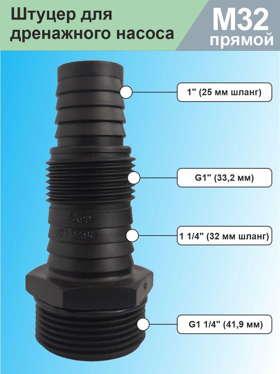 Соединитель, штуцер для дренажного насоса М32 прямой
