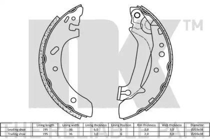 NK Колодки тормозные барабанные, арт. 2725643