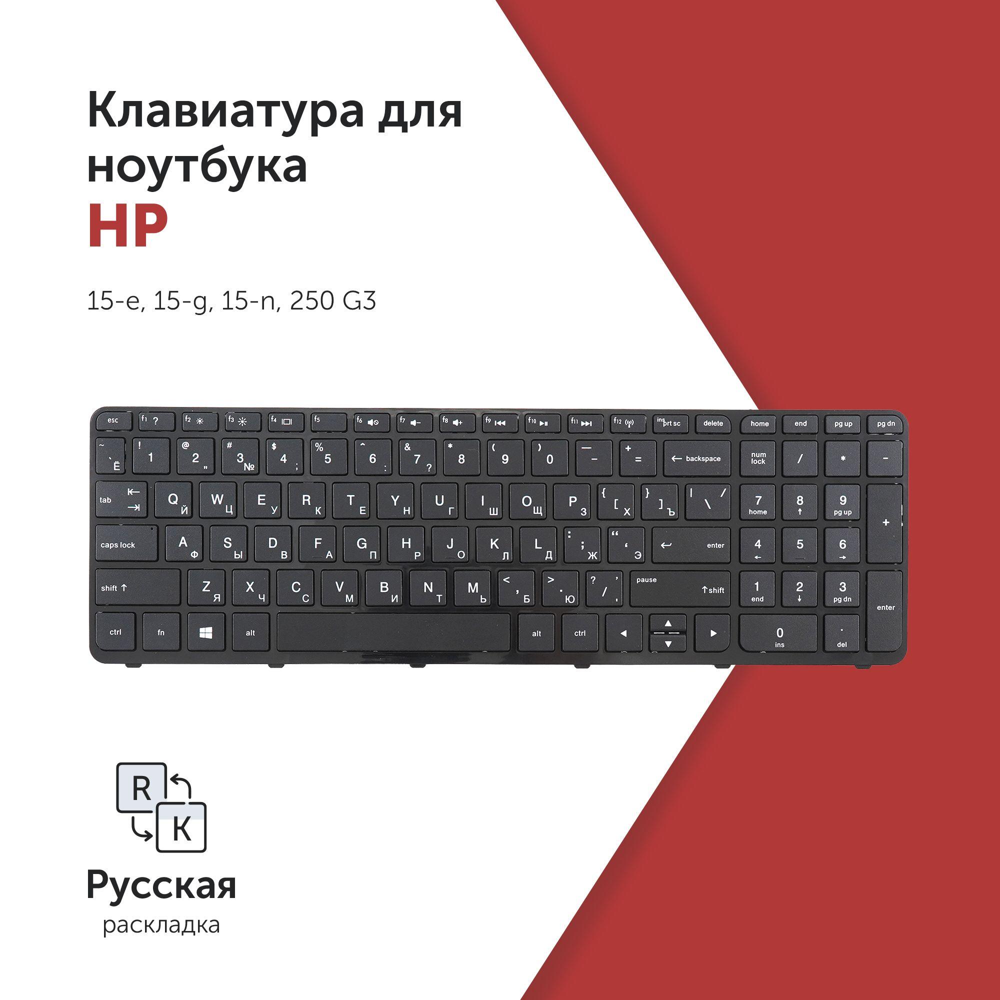 Клавиатура для ноутбука HP Pavilion 15-e, 15-g, 15-n, 250 G3 черная с рамкой