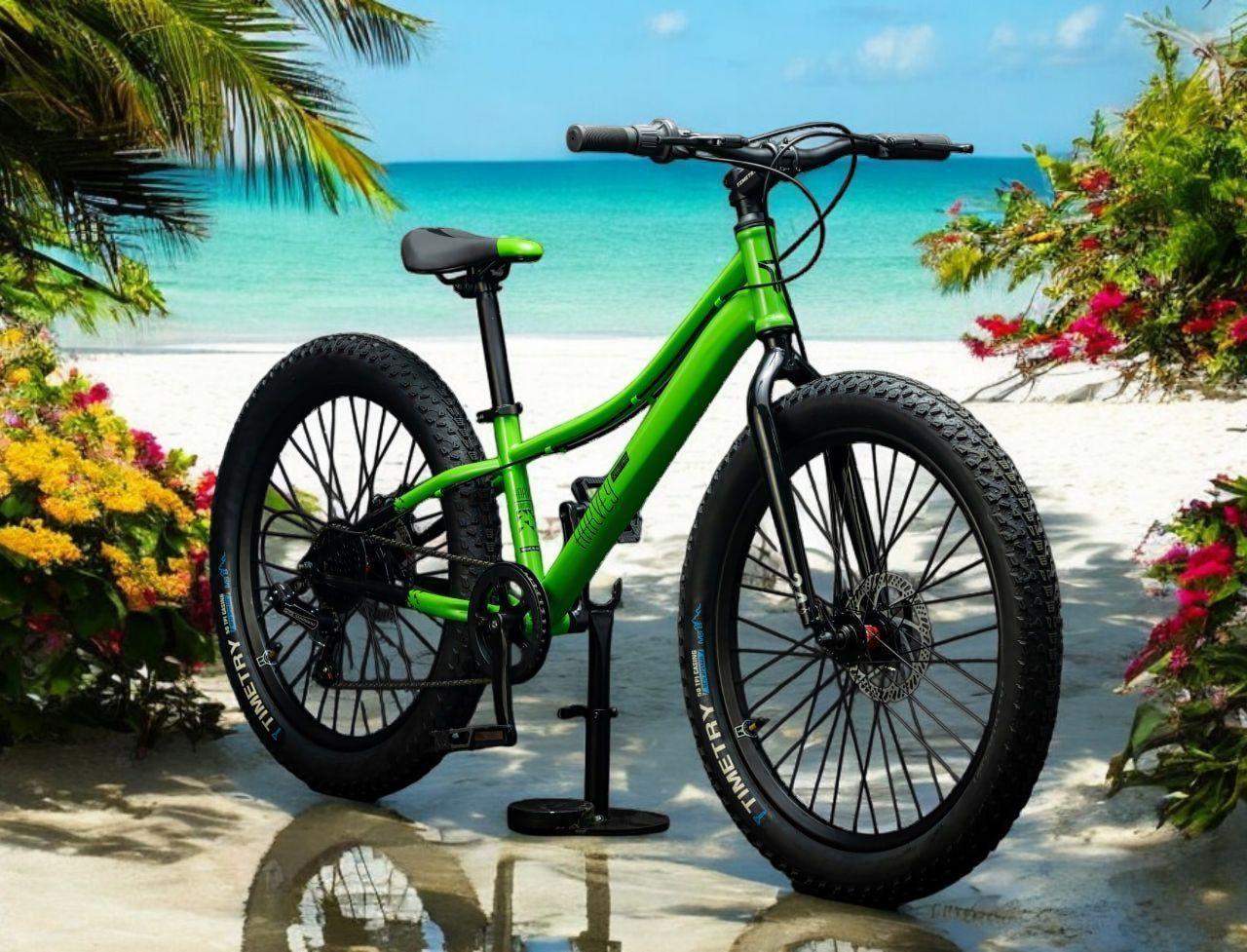 Велосипед полуфэтбайк FATBIKE Timetry TT274 /7s 24" Рама 12" Детский Подростковый, зеленый