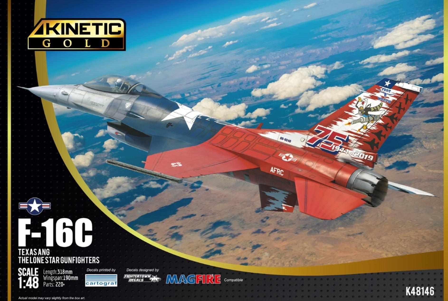 Сборная модель самолета Kinetic F-16C Texas ANG The Lone Star Gunfighters, масштаб 1/48