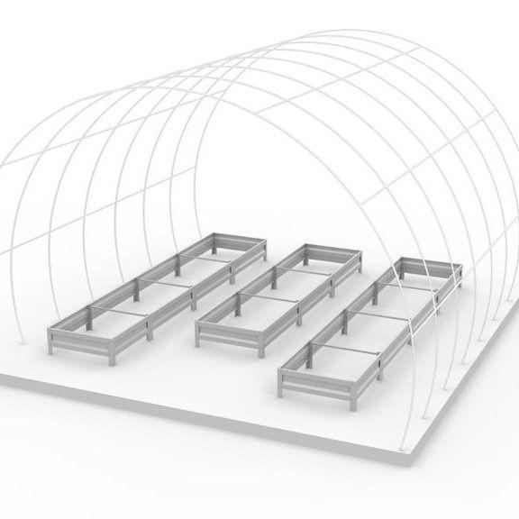 Комплект из трех грядок в теплицу 3х4м оцинкованный высота 20 см.