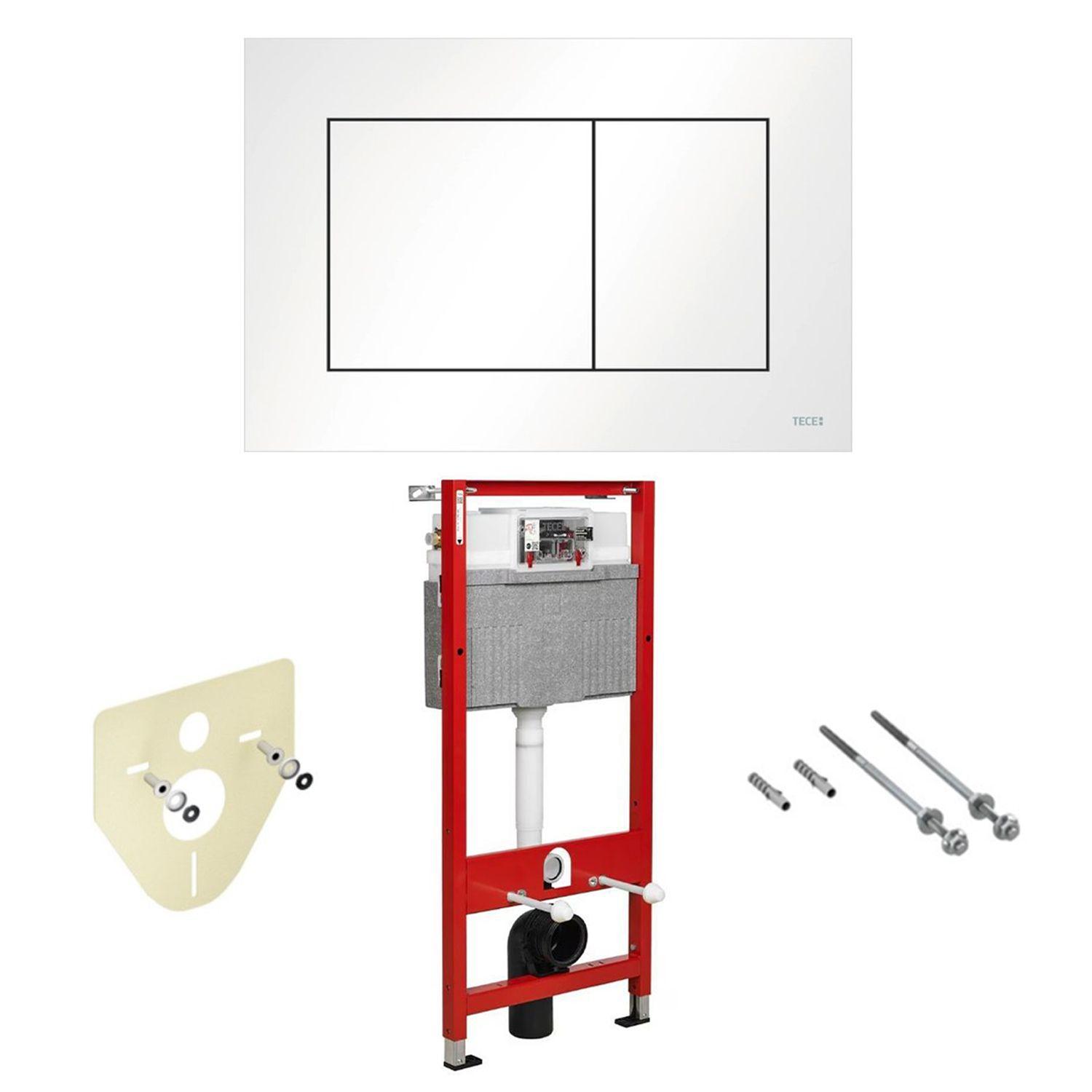 Инсталляция для унитаза комплект 4 в 1 TECE base 2.0: система инсталляции для подвесного унитаза, кнопка смыва, шумоизоляция и полный набор креплений. Гарантия 10 лет