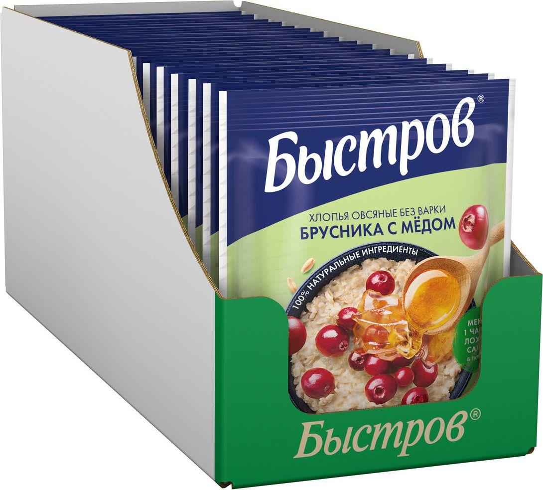 Хлопья Быстров овсяные с брусникой и медом, не требующие варки, 40 г х 17 шт