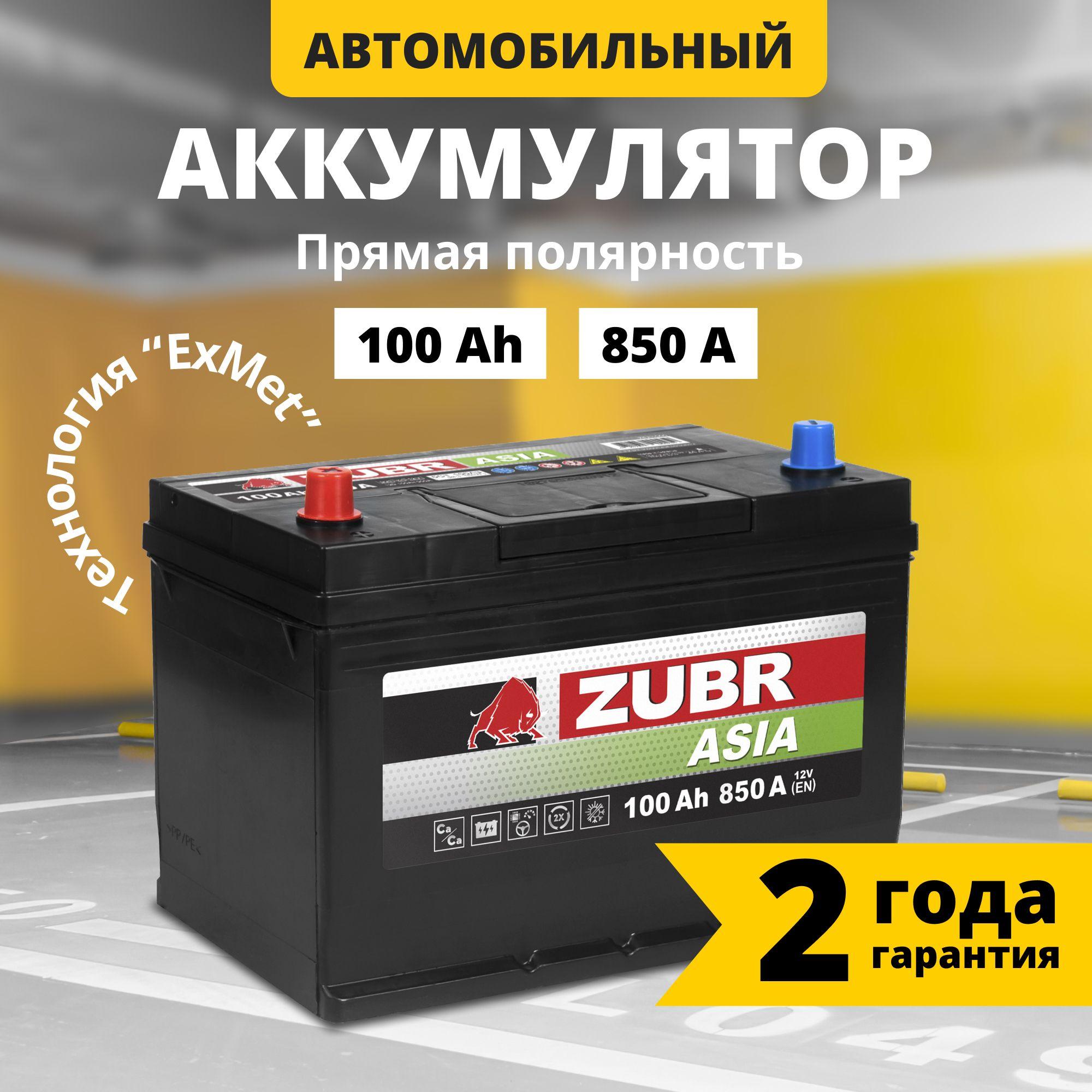 Аккумулятор автомобильный 12v 100 Ah ZUBR Premium Asia 100 Ач 850 А прямая полярность 303x175x225 стартерный акб для автомобиля, машины (нижний борт)