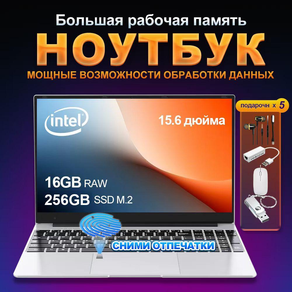 Ноутбук N5095  16GB+256GB Ноутбук 15.6", Intel Celeron N5095A, RAM 16 ГБ, SSD 256 ГБ, Intel HD Graphics, Windows Pro, (253241312), серебристый, Русская раскладка