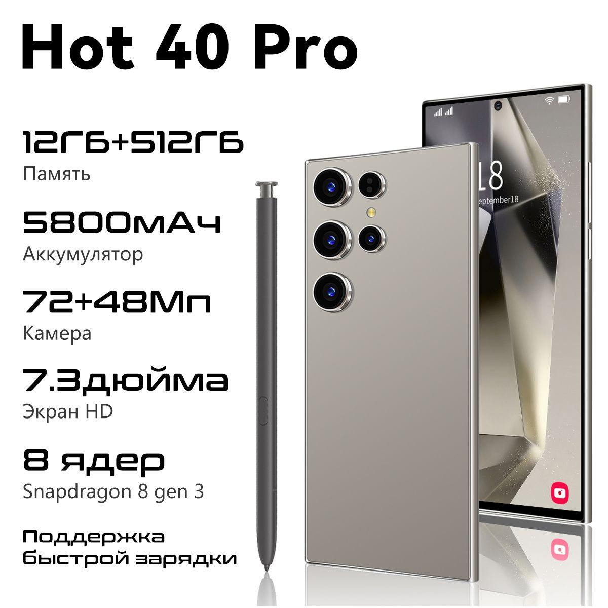 ZUNYI Смартфон Hot 40 Pro Ростест (EAC) 12/512 ГБ, темно-серый