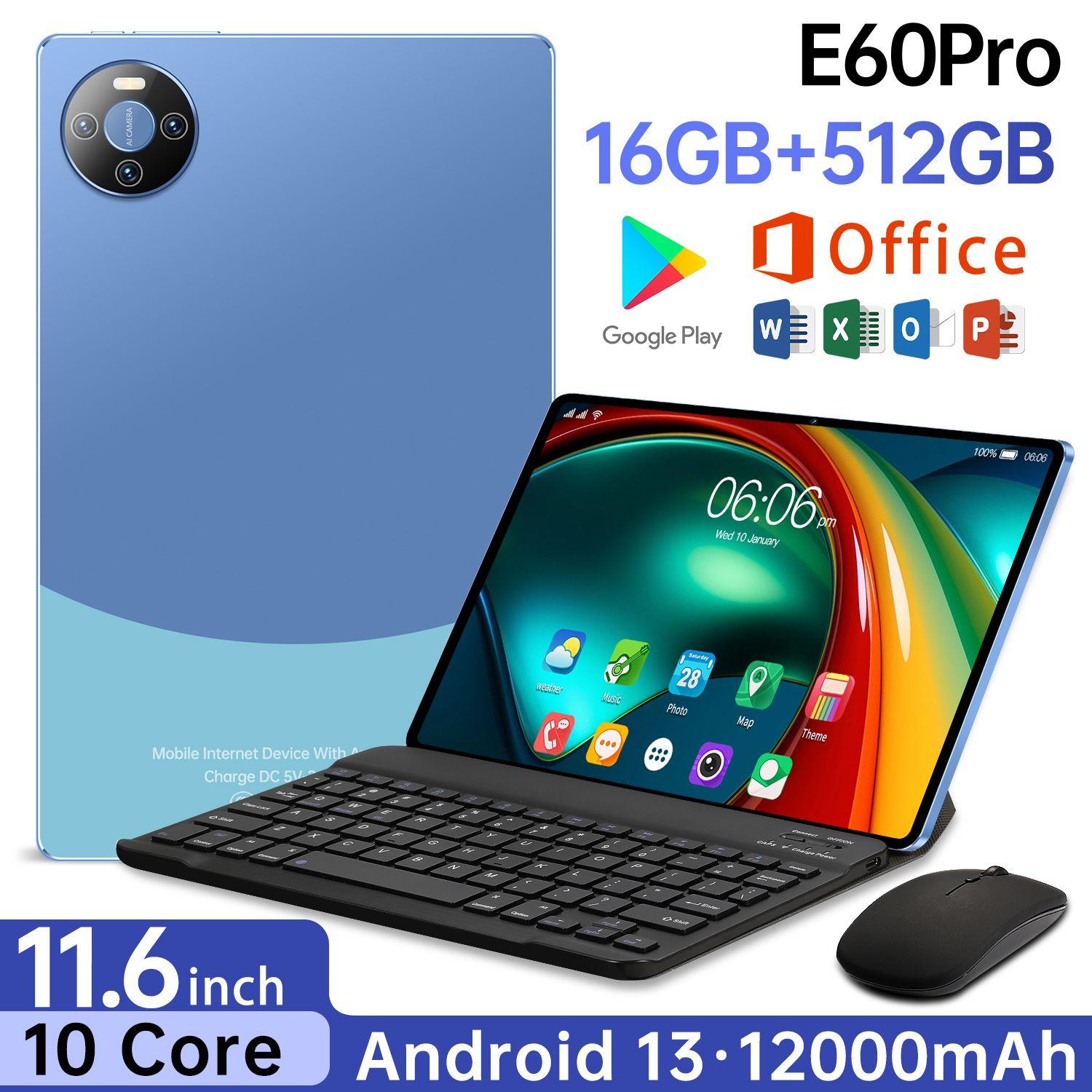 Планшет E60pro 90 Гц Высокая Кисть Развлечения AV Офис Обучение0_A8-M60P-PL-z0.01, 11.6" 512 ГБ/16 ГБ, синий, голубой