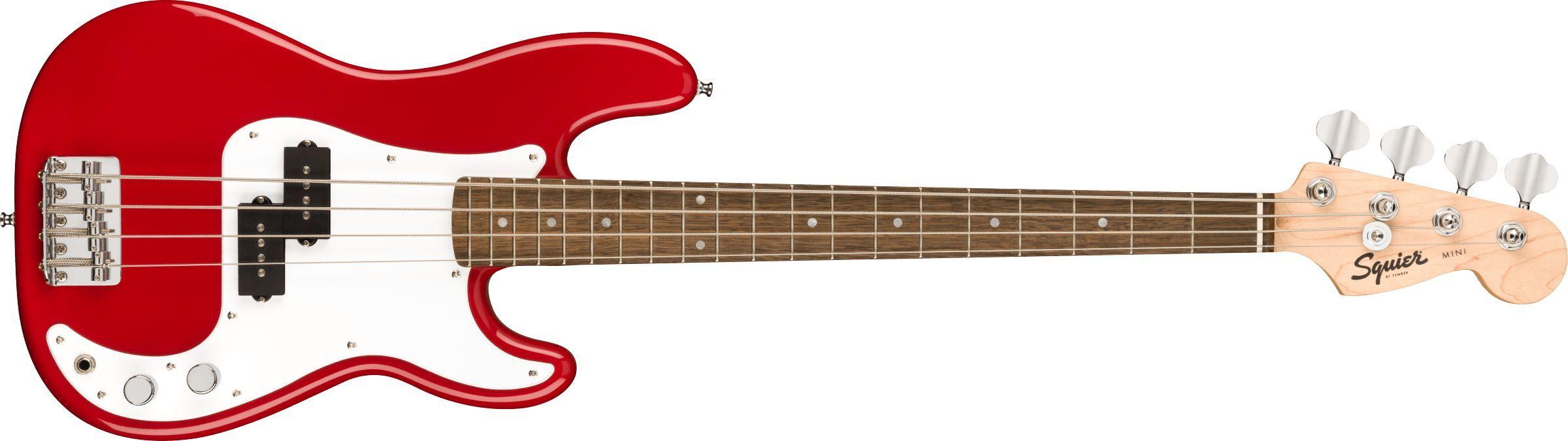 Fender Бас-гитара Mini Precision Bass, Laurel Fingerboard, White Pickguard, Dakota Red 4-струнная, корпус Тополь 3/4