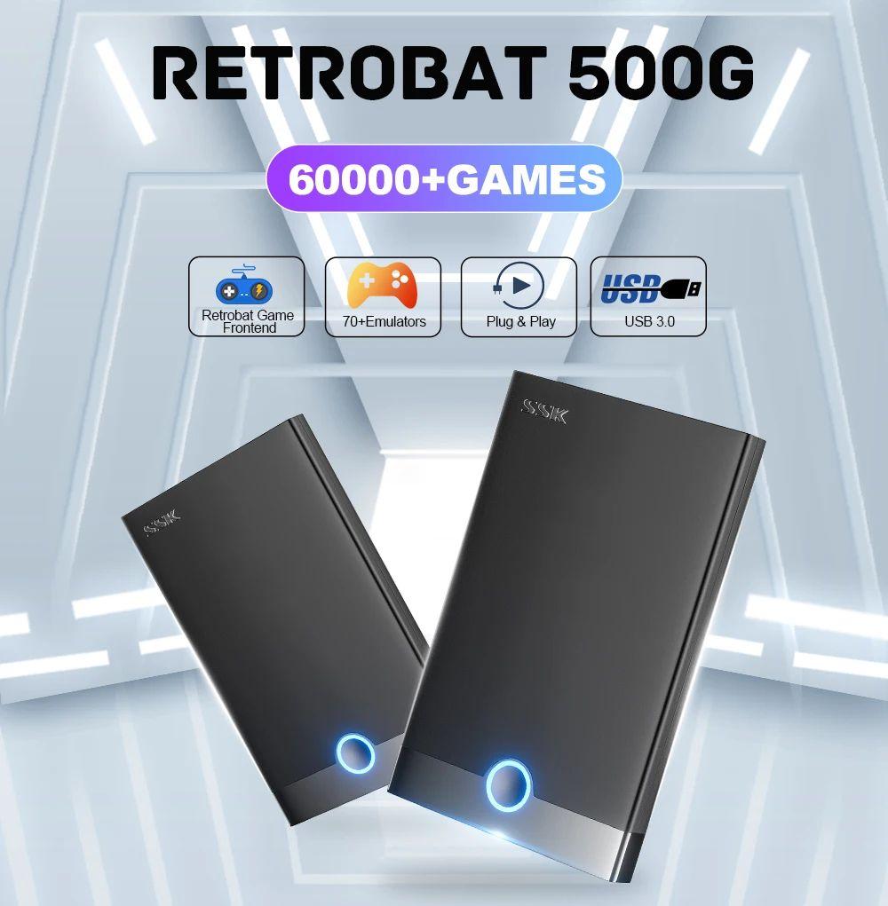 Супер консоль Retrobat игровой HDD 60000 + эмуляторы Ретро видеоигр для PS2/PS1/PSP/DC/SS/MAME Plug and Play для ПК подарок для детей