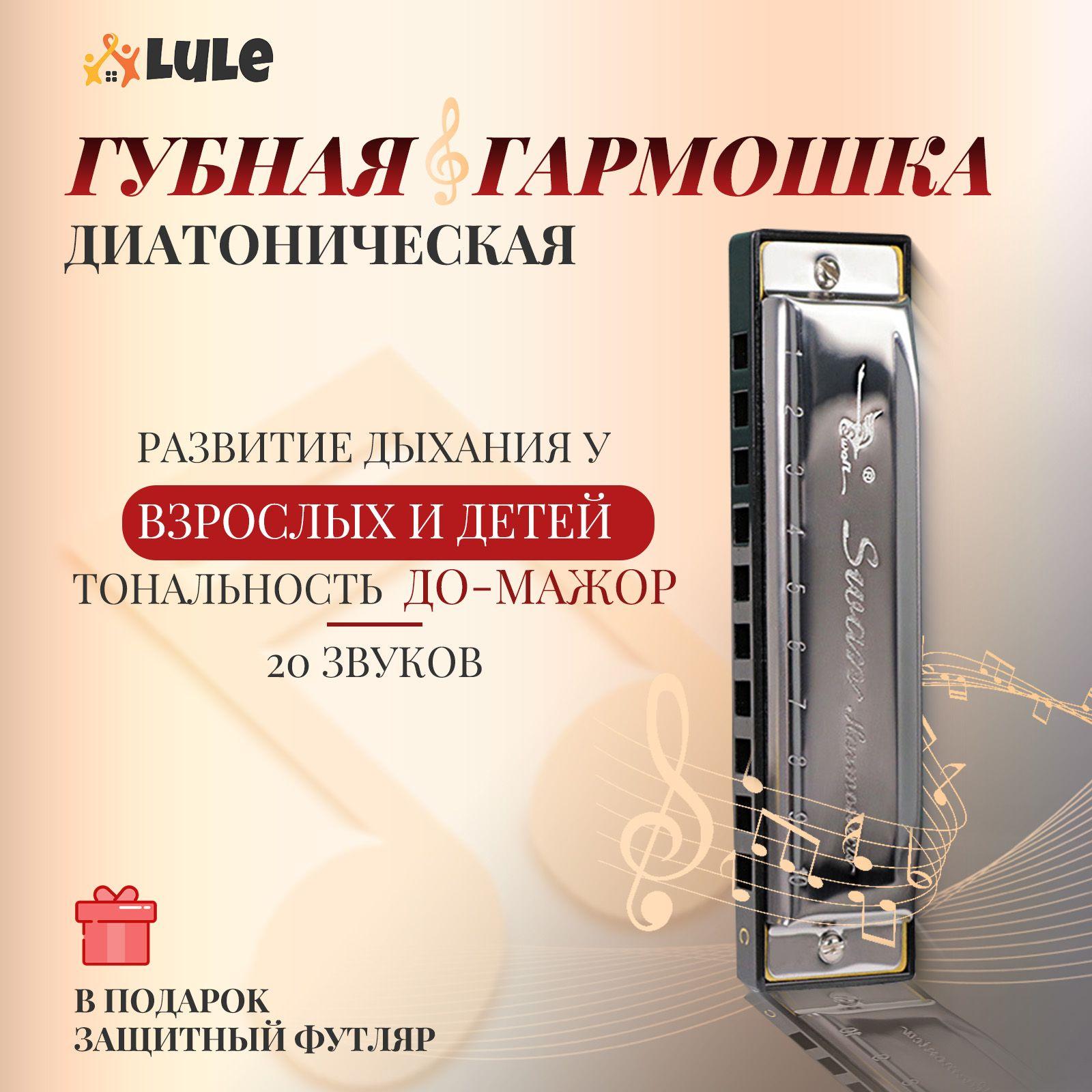 Lule | Губная гармошка диатоническая Swan SW1020, Тональность C, 10 отверстий, серебристая