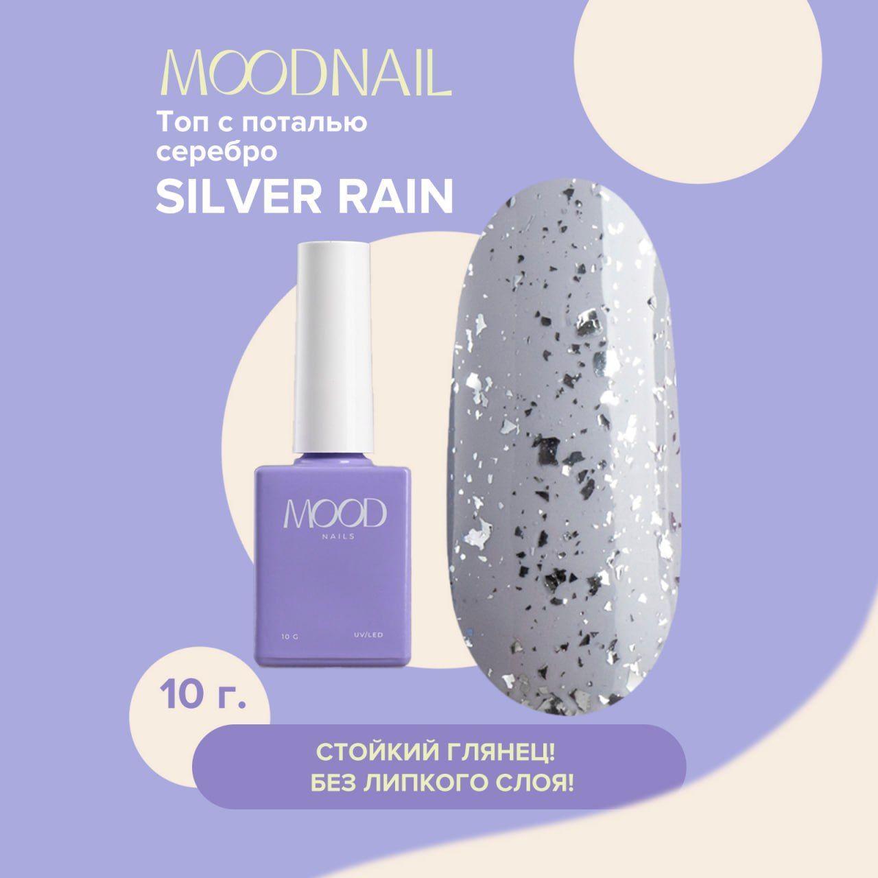 MOODNAIL Топ с поталью серебро SilverRain,10g