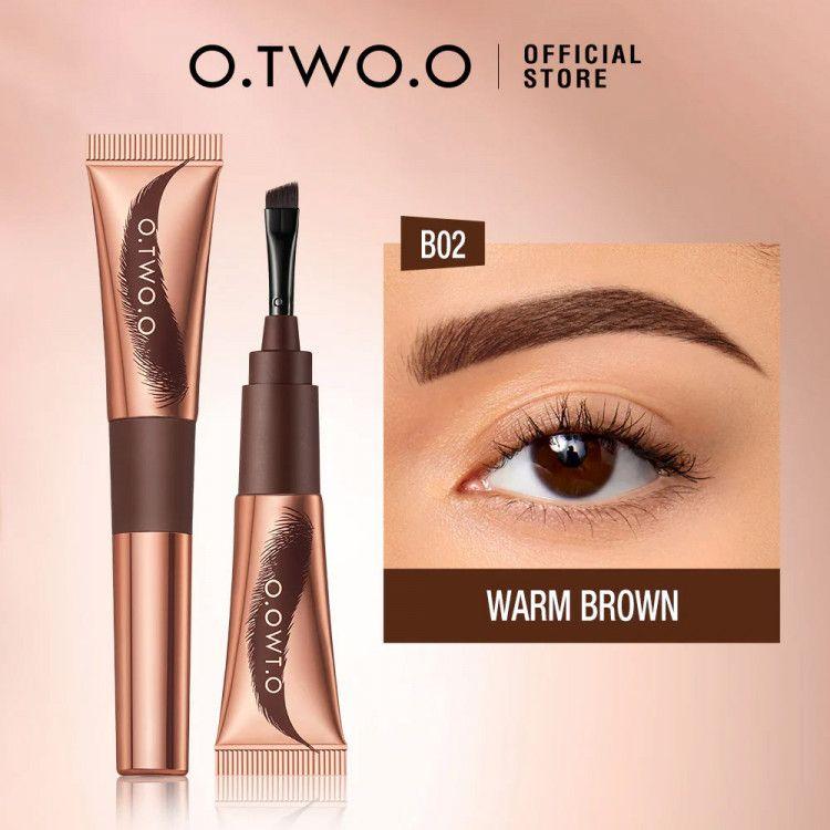 Гель для бровей O.TWO.O водостойкий скошенная кисть 02 Warm Brown (темно-коричневый)