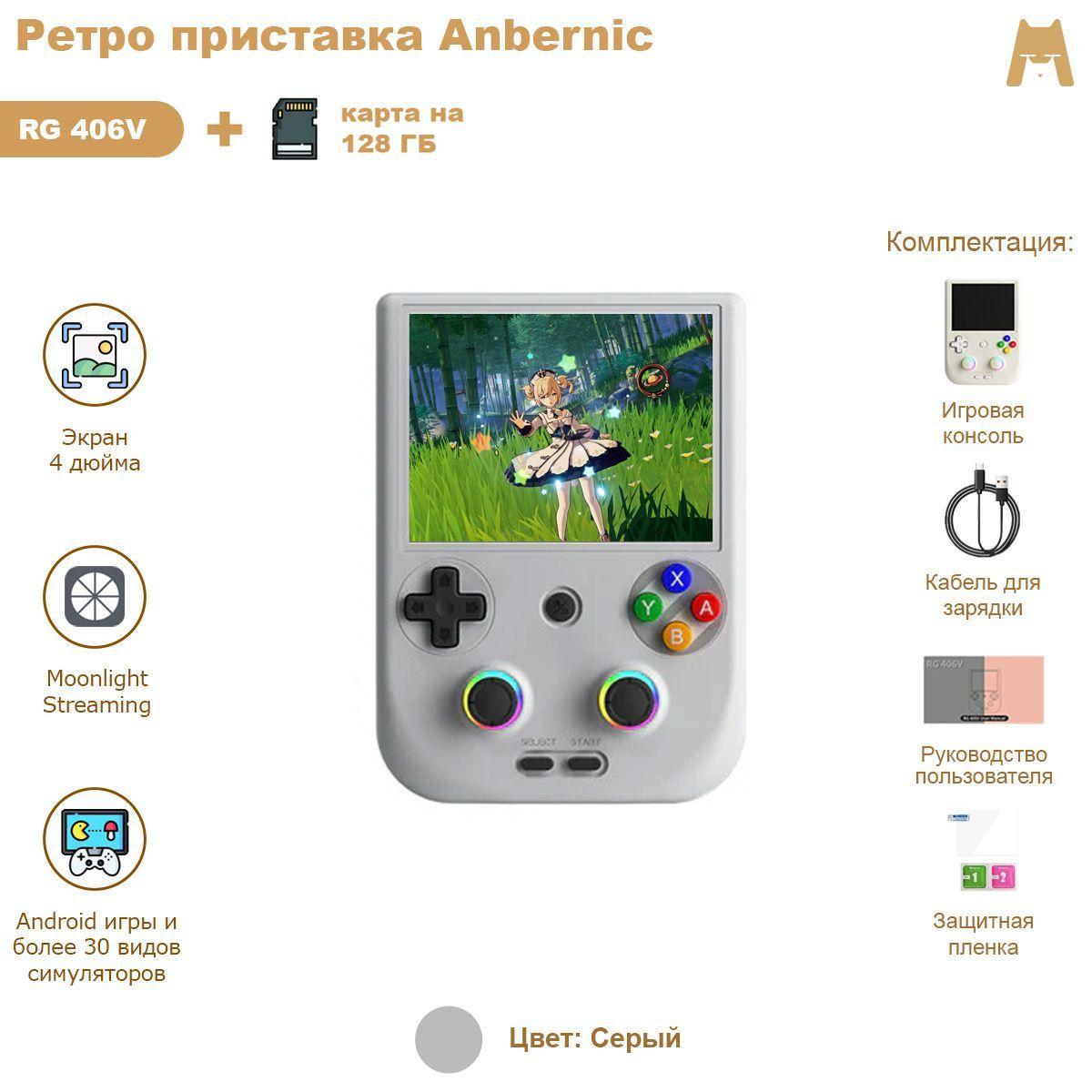 ANBERNIC RG 406V (серый) 8+128+128Гб портативная игровая консоль / ретро приставка