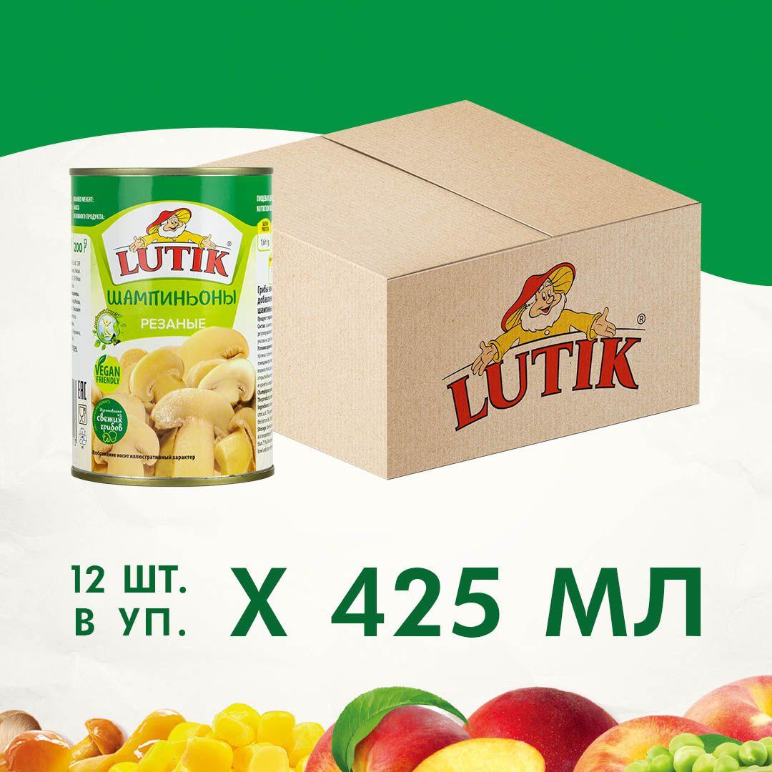 Шампиньоны Lutik резаные, 425 мл х 12 шт