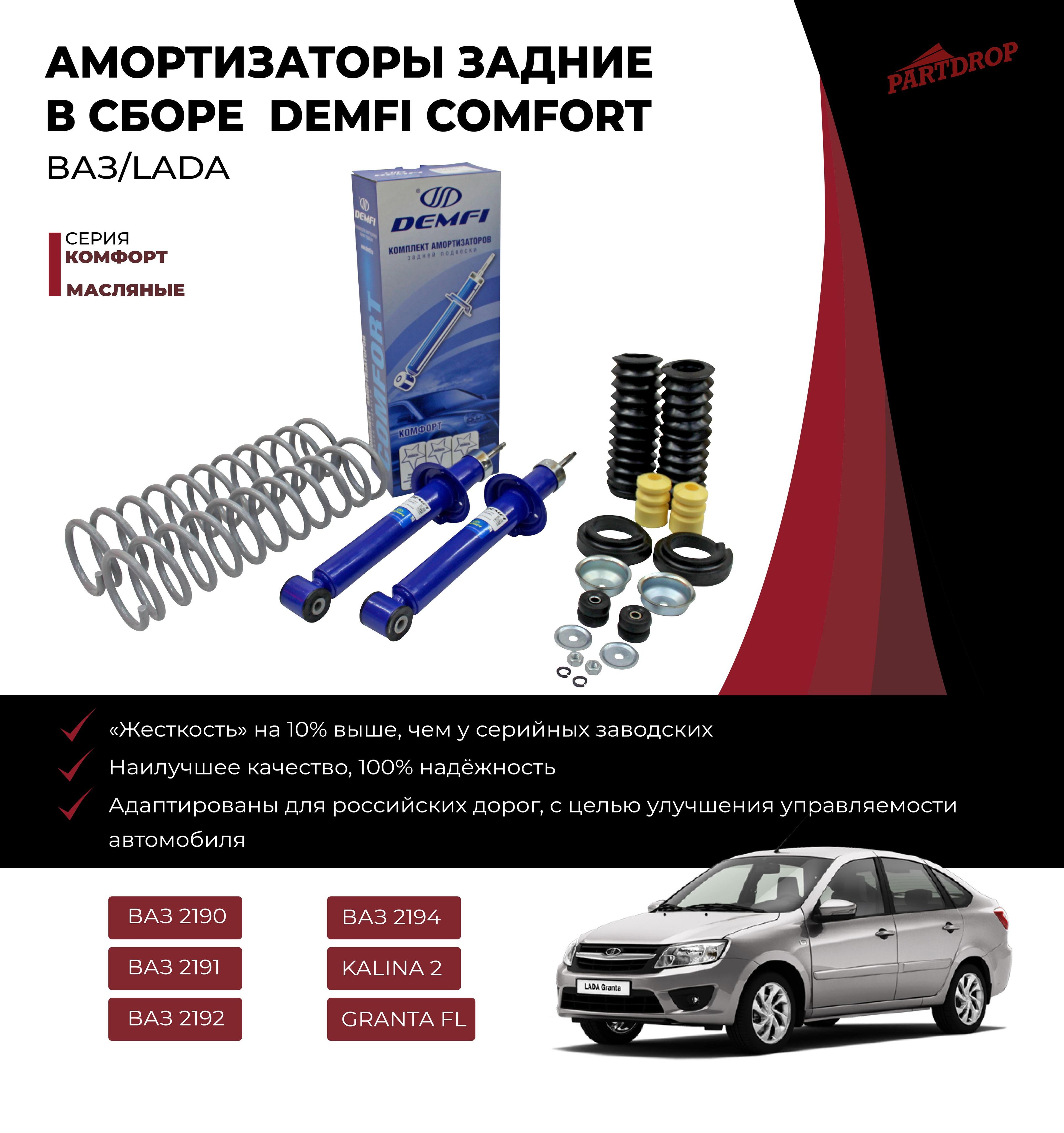 Амортизаторы масляные DEMFI КОМФОРТ ВАЗ 2190-2194 LADA GRANTA