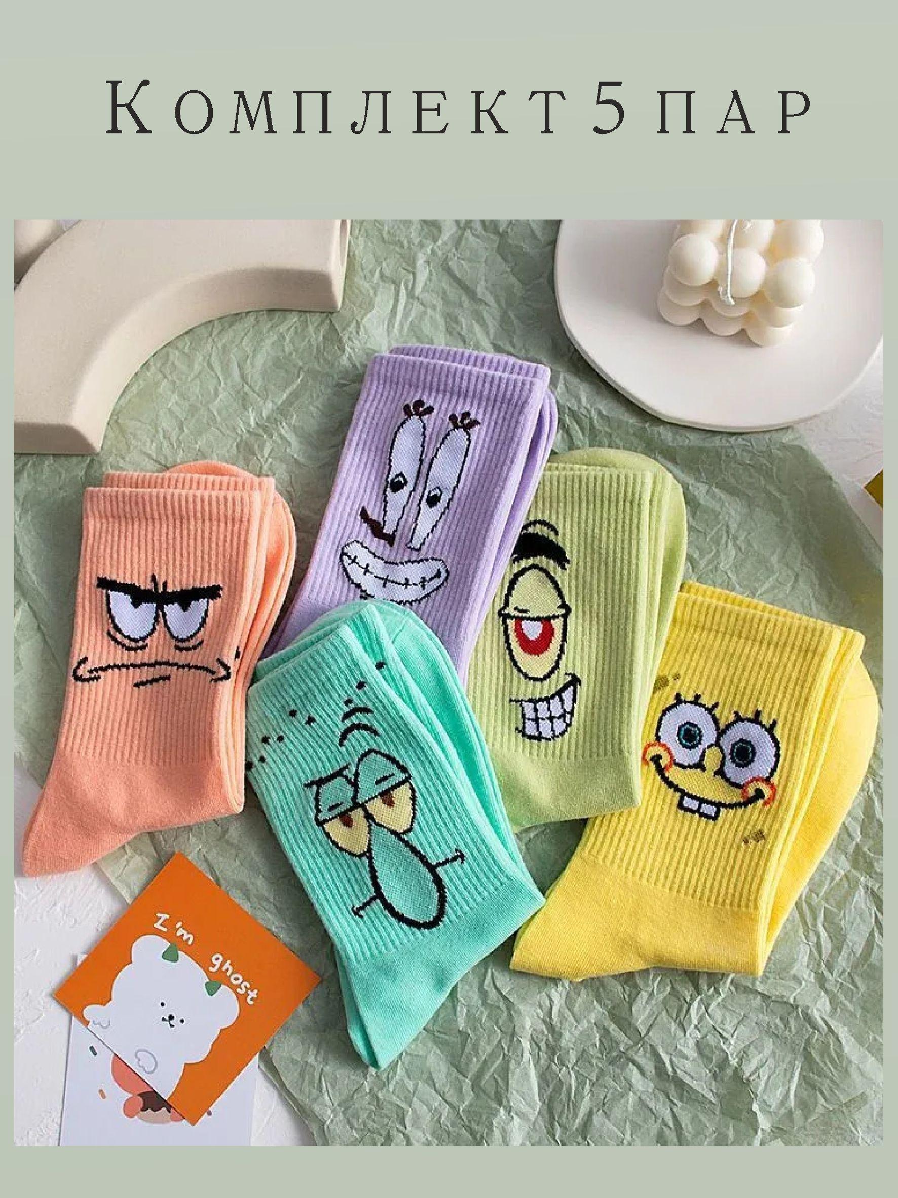 Носки MOOD socks Губка Боб Квадратные штаны, 5 пар