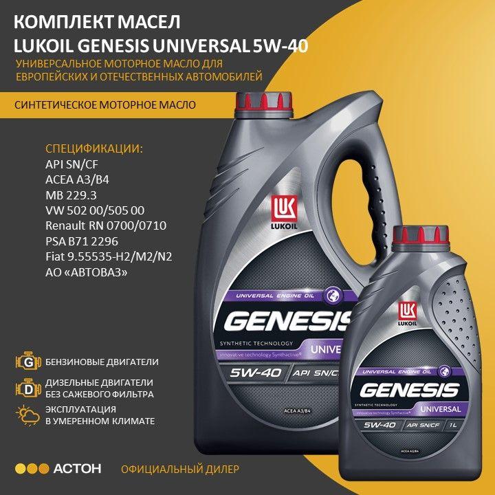 ЛУКОЙЛ (LUKOIL) GENESIS UNIVERSAL 5W-40 Масло моторное, Синтетическое, 5 л