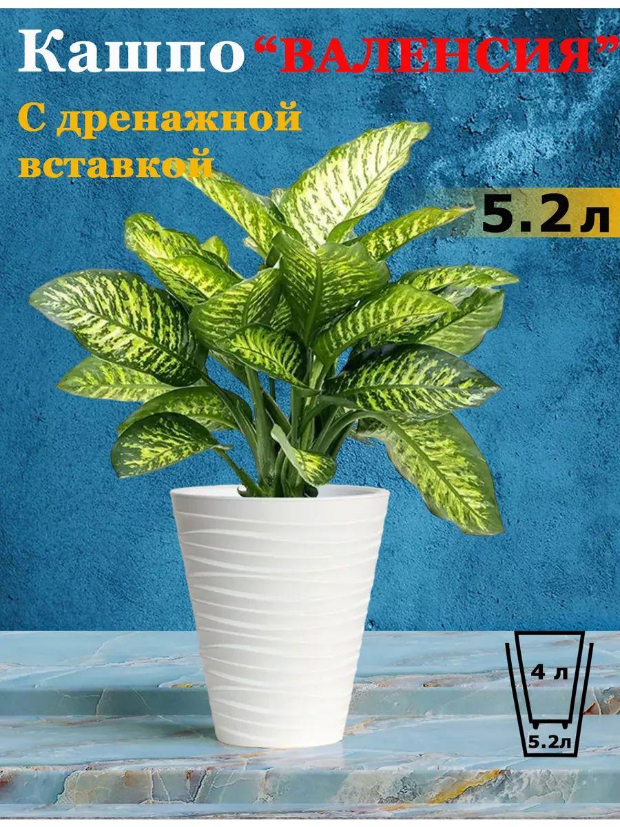 Кашпо для цветов Валенсия с автополивом, 5,2 л., белый