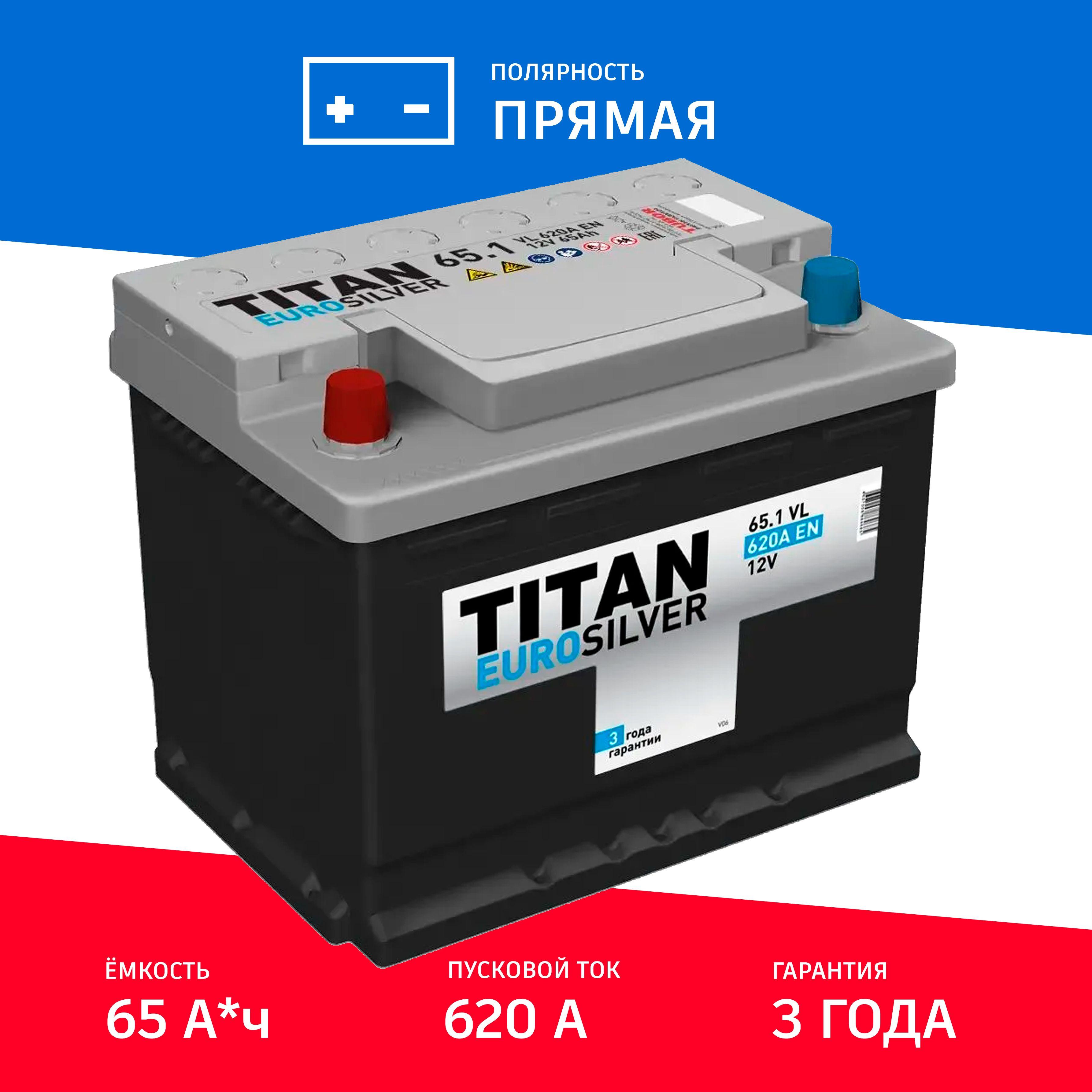 Аккумулятор TITAN EUROSILVER 65Ah 620A прямая полярность 242х175х190