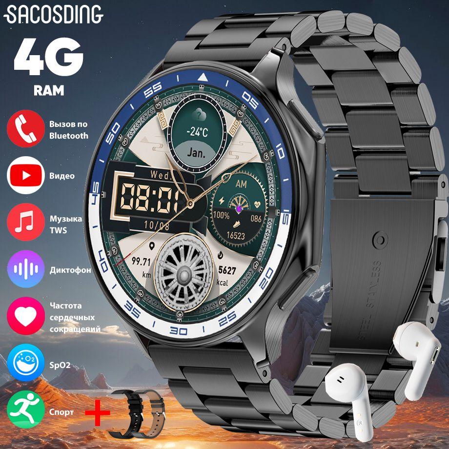 SACOSDING Умные часы DT-WATCH X, 47mm, Сталь черная