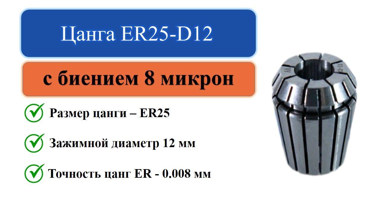 Цанга ER25-D12 с биением 0,008