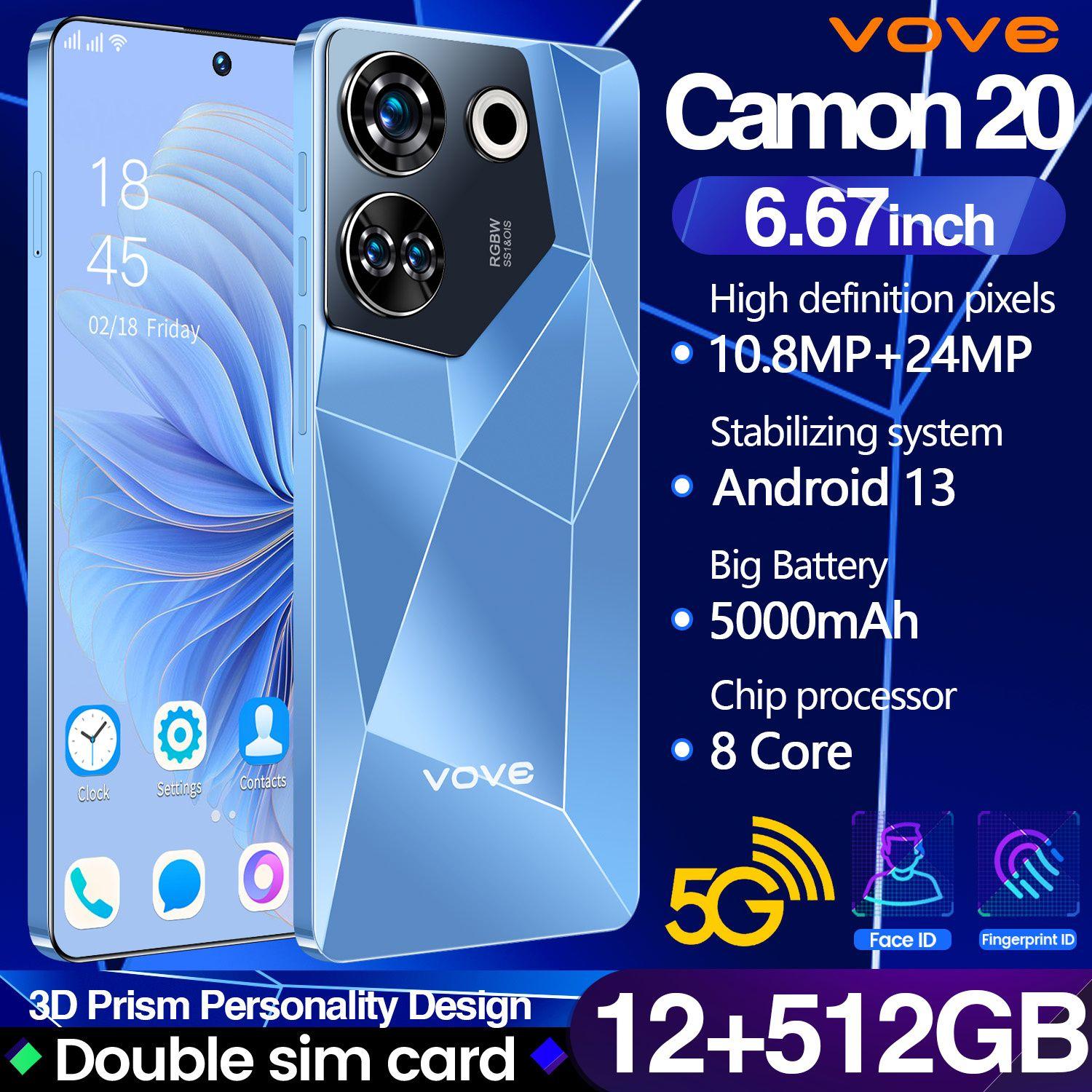 Смартфон Ультра тонкий новый мобильный телефон Camon 20 Dual SIM Dual Standby Smartphone Ультра низкая цена Музыкальный мобильный телефон Игровой мобильный телефон HP Большая память Большой аккумулятор Импортный чип Экстремальная производительность Фирменный мобил EU 8/256 ГБ, черный матовый