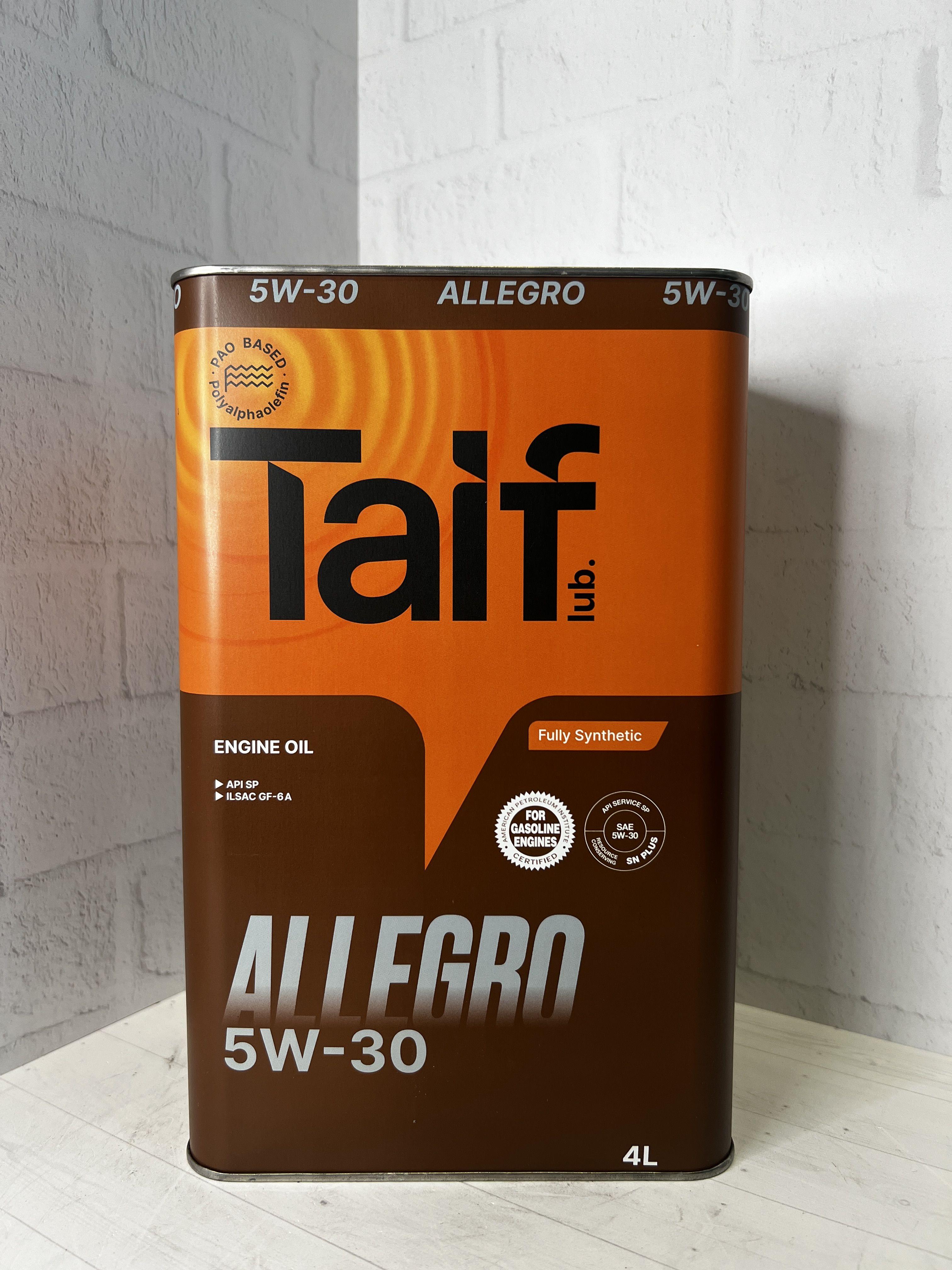 TAIF allegro, пао, sp, gf-6, 5W-30 Масло моторное, Синтетическое, 4 л