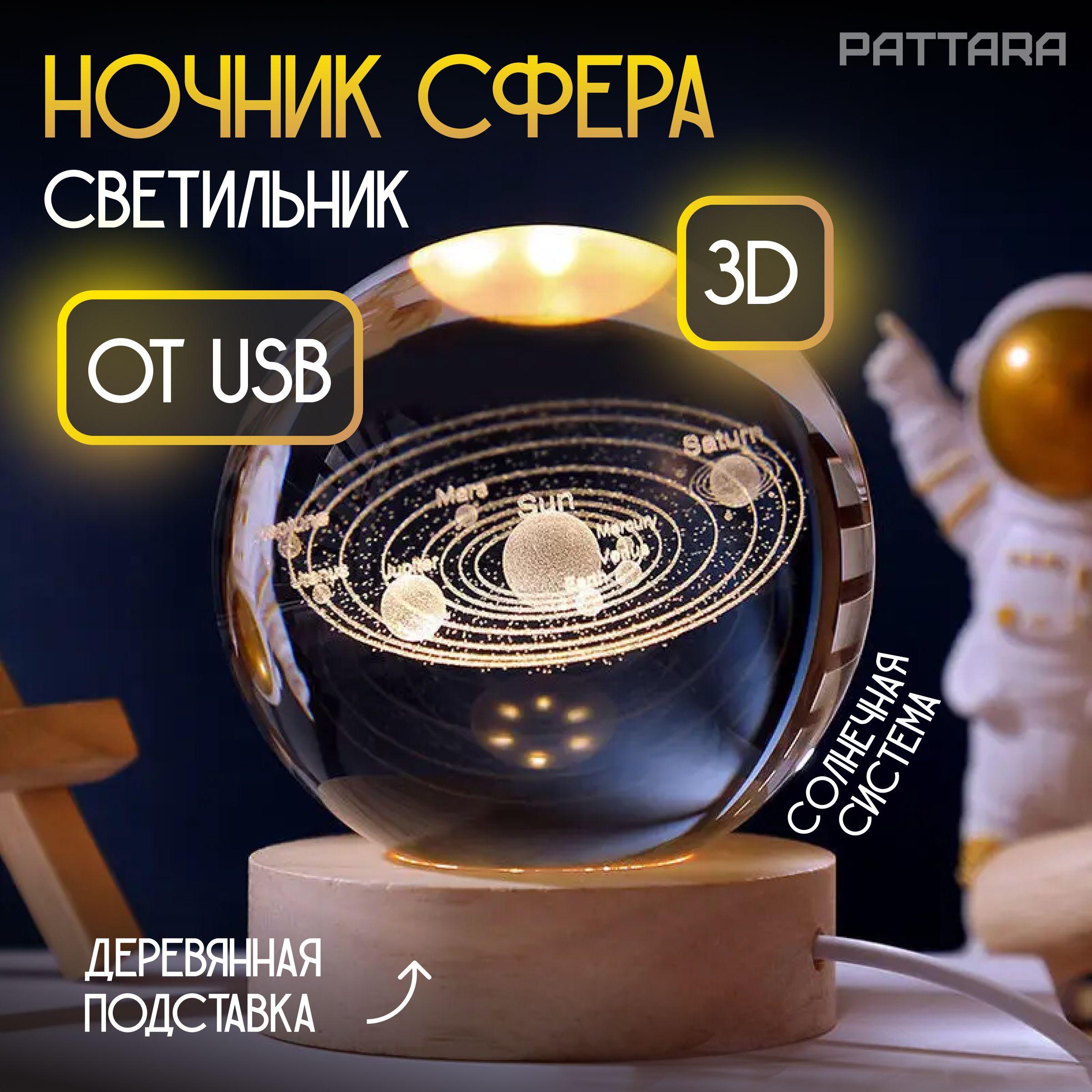 Ночник Солнечная система 3D шар детский светодиодный настольный декоративный светильник фонарь от USB