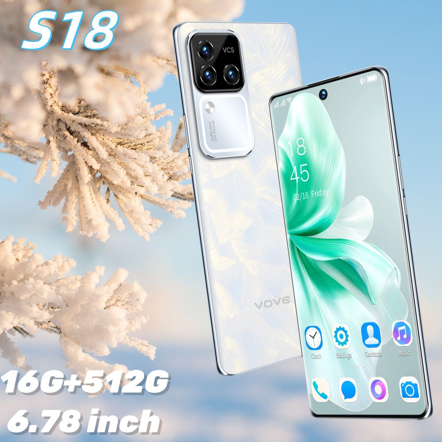 MAIMEITE Смартфон Ультратонкий новый мобильный телефон S18 Pro Смартфон Dual SIM Dual Standby Ультранизкая цена Музыкальный мобильный телефон Игровой кинотеатр HP Большая память Большая батарея i13 pro max VOVE Импортный чип Экстремальная работа Бренд мобильного телефо EU 12/512 ГБ, белый