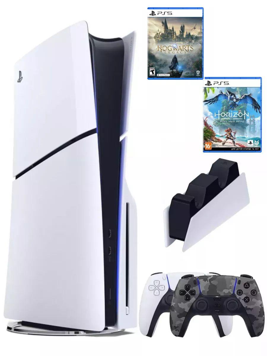 PS5 (ПС5) Игровая приставка Sony PlayStation 5 Slim + 2-й геймпад(камуфляжный) + зарядное+ 2 игры Horizon + Hogwarts, 1000Gb