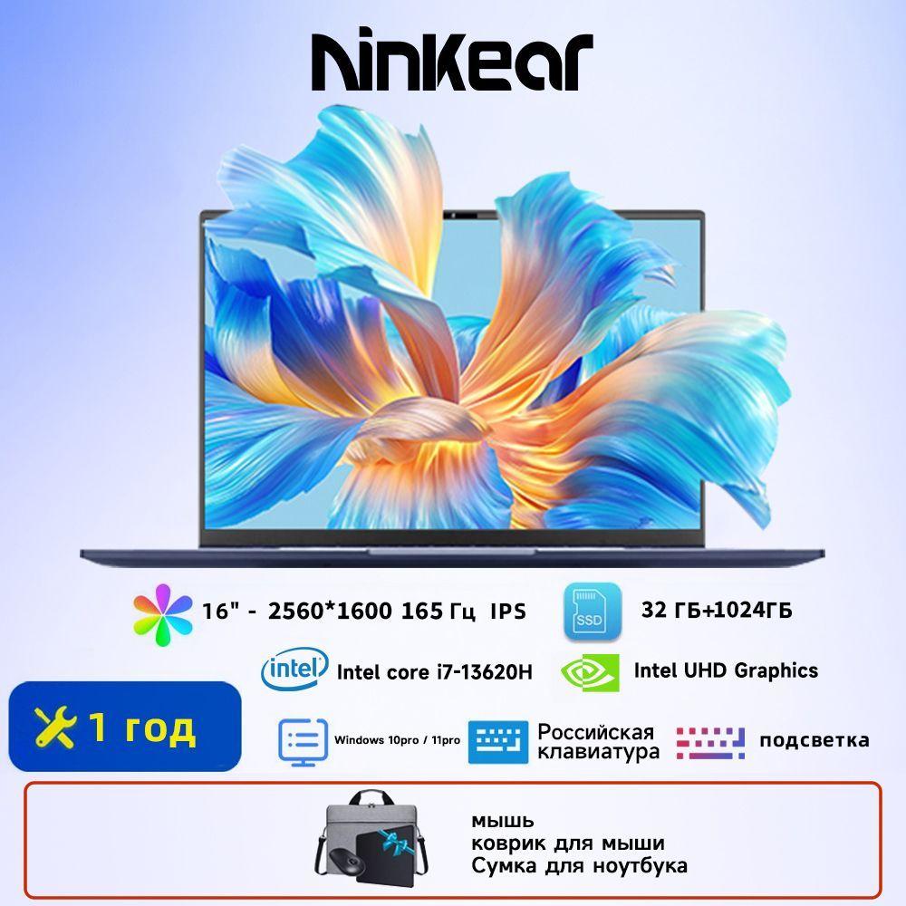 Ninkear Max N16 Pro Игровой ноутбук 16", Intel Core i7-13620H, RAM 32 ГБ, SSD 1024 ГБ, Intel UHD Graphics, Windows Pro, серый металлик, Русская раскладка