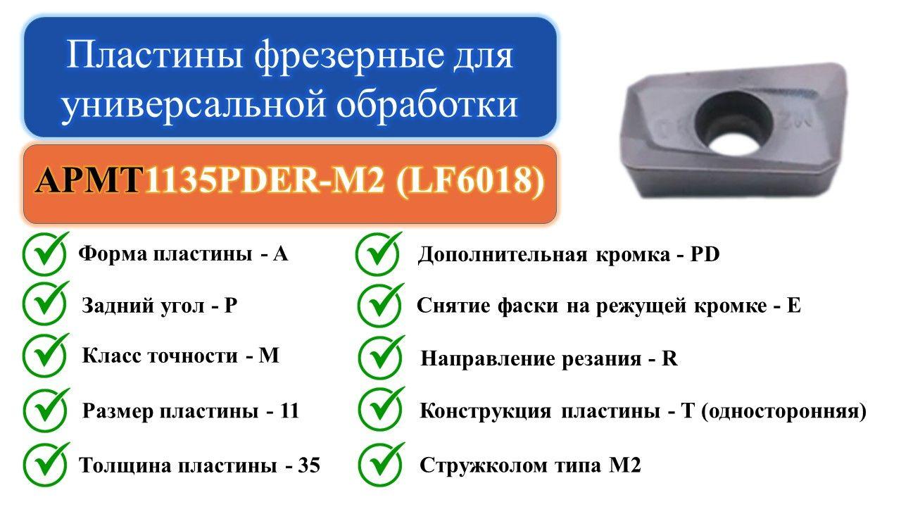 APMT1135PDER-M2 (LF6018) Пластины фрезерные для универсальной обработки