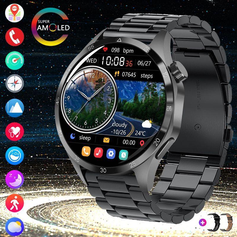 SACOSDING Умные часы GT4PRO+, 46mm, Черная сталь + 3 ремня