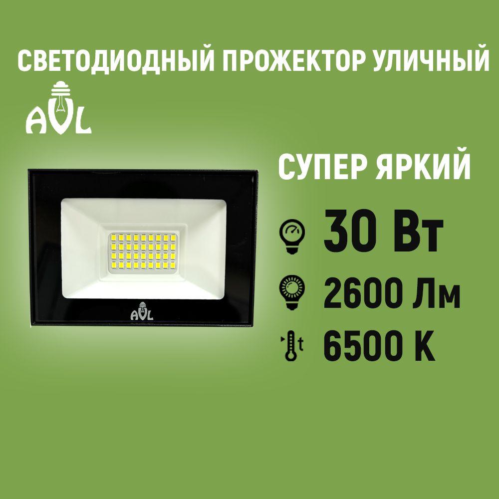 Прожектор светодиодный уличный 30Вт 6500К IP65 Черный корпус / Фонарь уличный