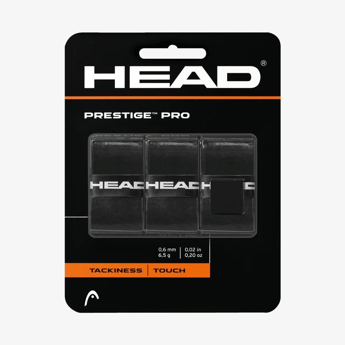 Намотка для теннисной ракетки 3шт Head Prestige Pro Овергрип липкий (Черный)