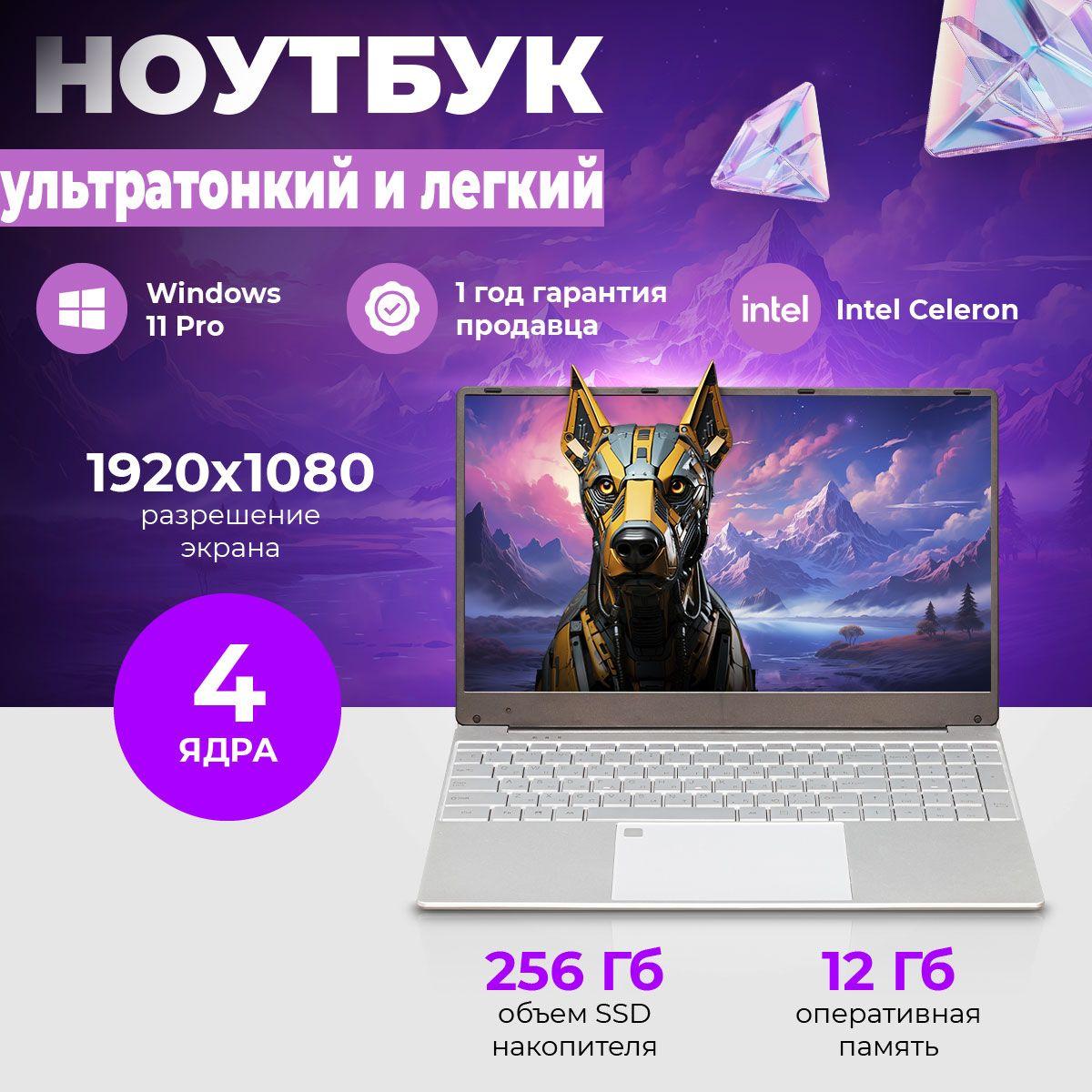 TREIDCOMPUTERS Notebook Ноутбук 15.6", Intel Celeron J4125, RAM 12 ГБ, SSD 256 ГБ, Intel HD Graphics, Windows Pro, белый, Русская раскладка