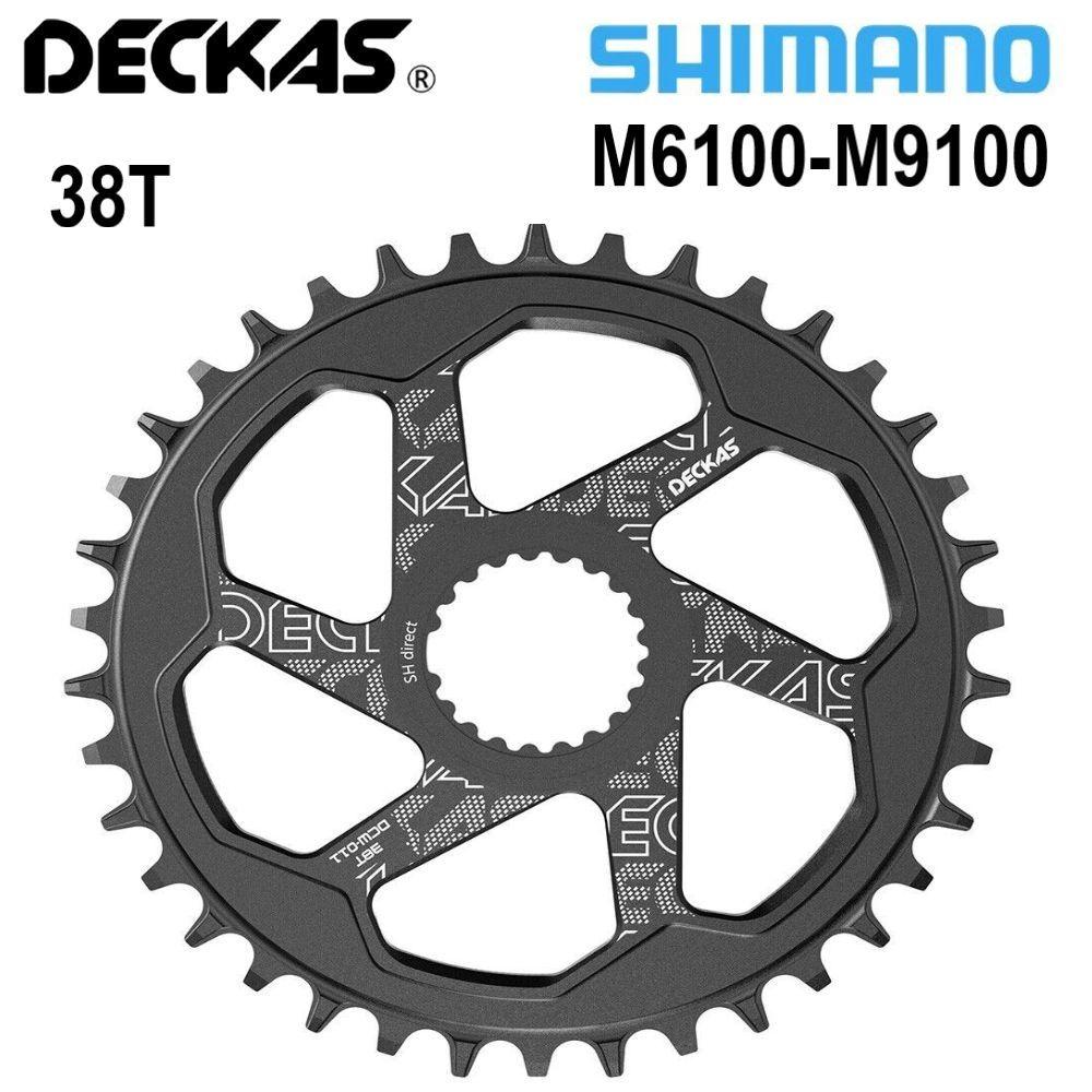 Звезда передняя Deckas 38T Direct Mount Shimano M6100 M7100 M8100 M9100, Narrow Wide, алюминий, цвет черный