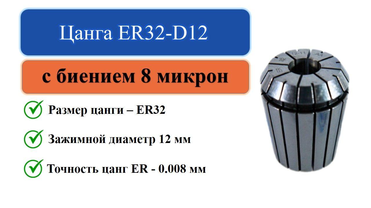 Цанга ER32-D12 с биением 0,008